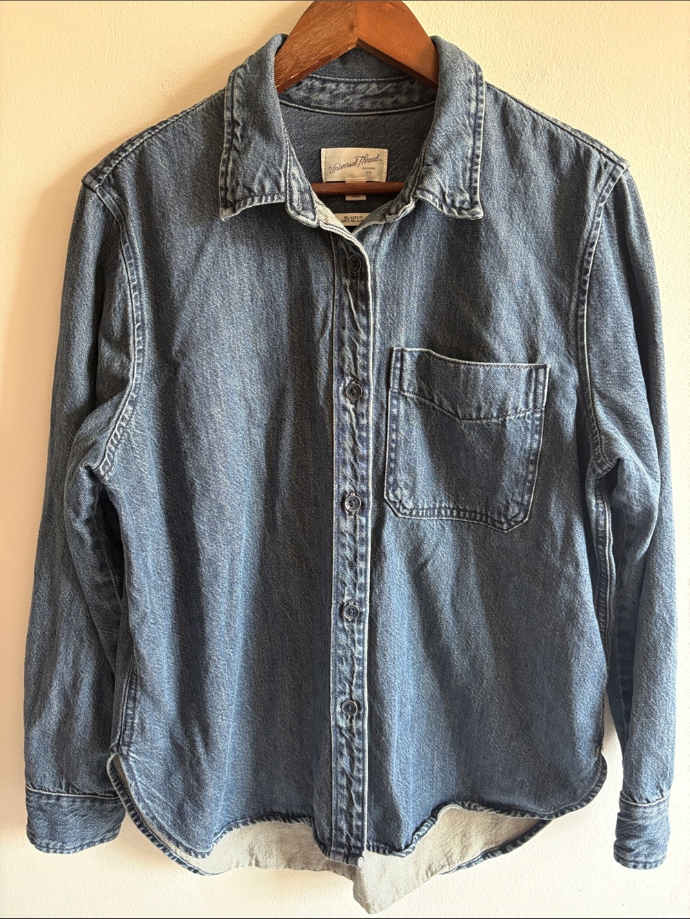 Universal Thread Denim Shacket Shirt Jacket Relaxed Fit Medium Button Front